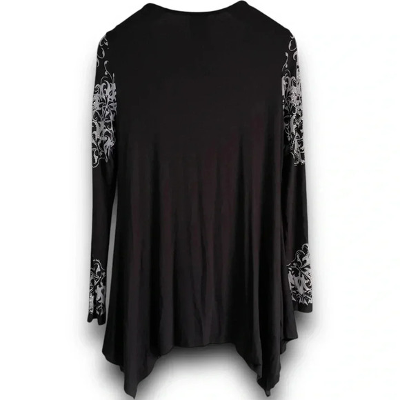 Vocal Long Sleeve Embellished Tunic Top Crystals Beaded Stones Graphic Print M - Picture 6 of 7